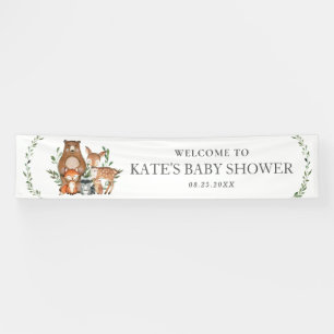 Greenery Woodland Animals Baby Shower Backdrop Ban Banner