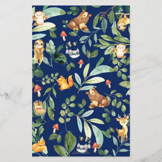 Greenery Woodland Animals Baby Shower Bingo Game (Back)