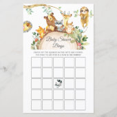 Greenery Woodland Animals Baby Shower Bingo Game (Front)
