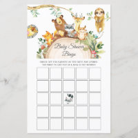 Greenery Woodland Animals Baby Shower Bingo Game