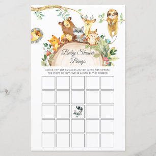 Greenery Woodland Animals Baby Shower Bingo Game