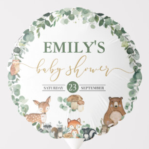 Greenery Woodland Animals Baby Shower Birthday Balloon