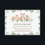 Greenery Woodland Animals Baby Shower Bring a Book Enclosure Card<br><div class="desc">Encourage your guests to bring a book instead of a card with these chic greenery woodland animals books for baby insert cards.  Featuring watercolor greenery and cute woodland animals.  Matching items available in store.  (c) The Happy Cat Studio.</div>