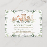 Greenery Woodland Animals Baby Shower Bring a Book Enclosure Card