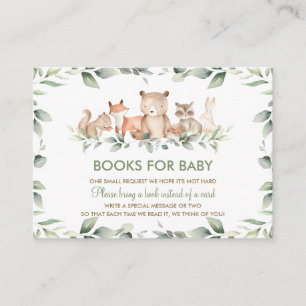 Greenery Woodland Animals Baby Shower Bring a Book Enclosure Card