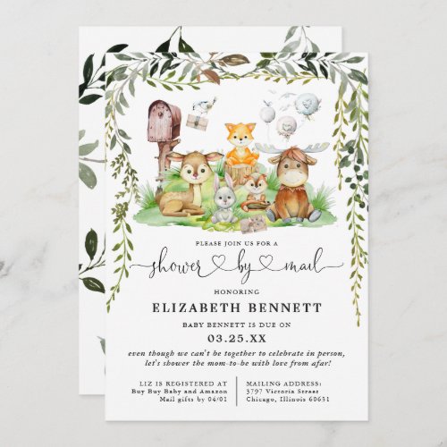 Greenery Woodland Animals Baby Shower by Mail