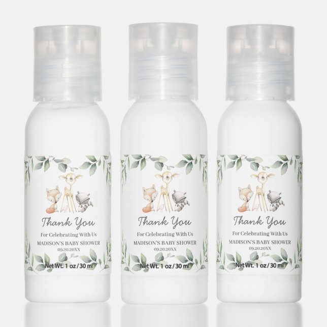 Greenery Woodland Animals Baby Shower Favor Hand Lotion (Set)