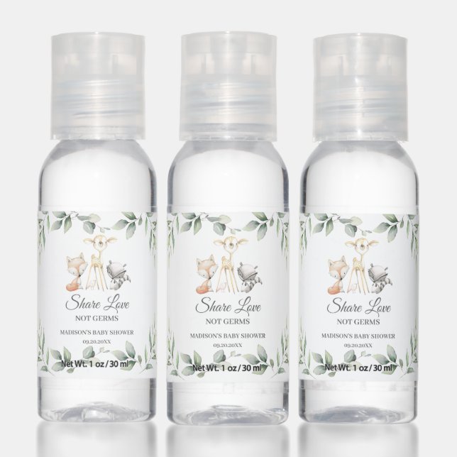 Greenery Woodland Animals Baby Shower Favor Hand Sanitizer (Set)