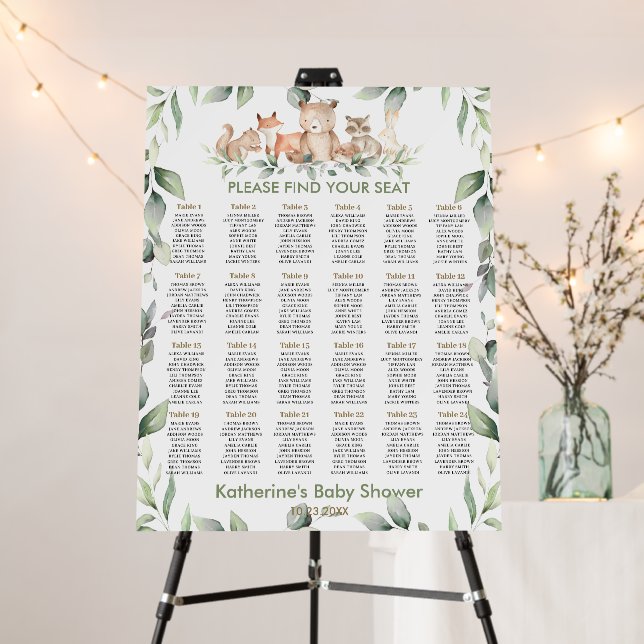 Greenery Woodland Animals Baby Shower Seating Foam Board (In Situ (Stand))