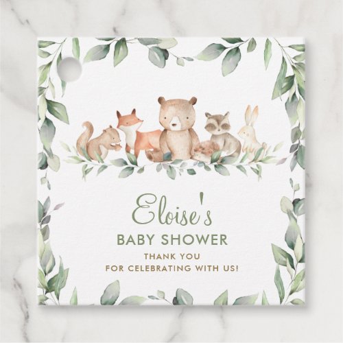 Greenery Woodland Animals Baby Shower Thank You Favor Tags