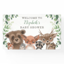 Greenery Woodland Animals Baby Shower Welcome Banner