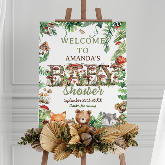 Greenery Woodland Animals Baby Shower Welcome Foam Board (Creator Uploaded)
