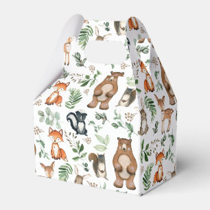 Greenery Woodland Animals Bear Deer Fox Birthday Favor Boxes