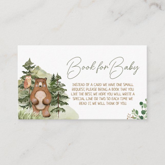 Greenery Woodland Animals Books for Baby Enclosure Card (Front)