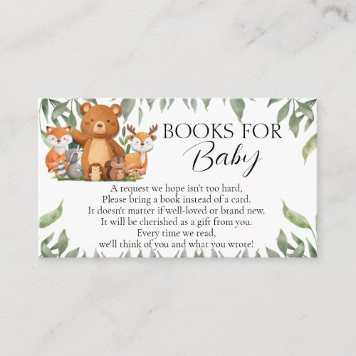 Greenery Woodland Animals Books For Baby Enclosure Card