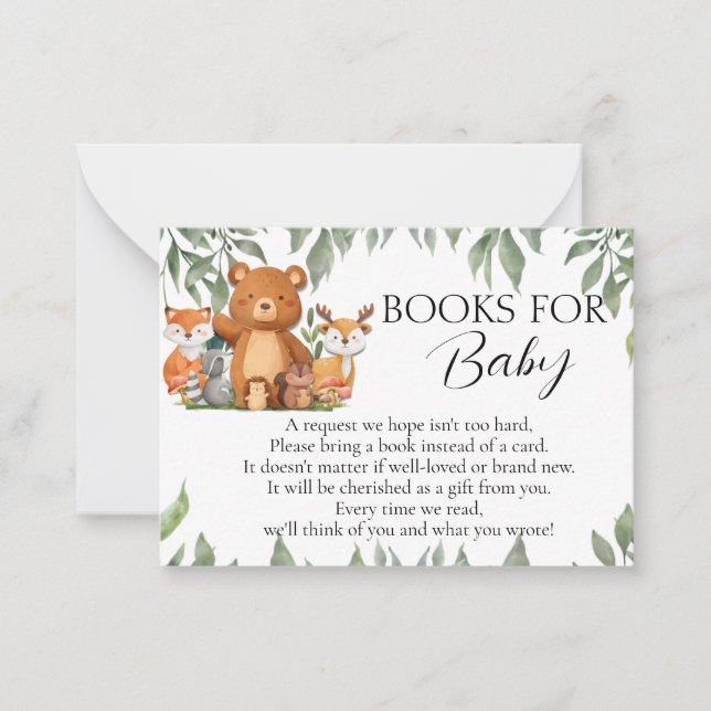 Greenery Woodland Animals Books For Baby  Note Card (Front)