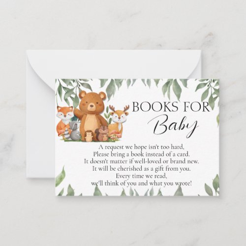 Greenery Woodland Animals Books For Baby  Note Card