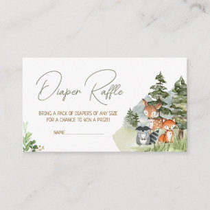Greenery Woodland Animals Diaper Raffle Enclosure Card