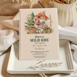 Greenery Woodland Animals Wild ONE 1st Birthday Invitation