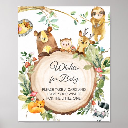 Greenery Woodland Animals Wishes for Baby Sign