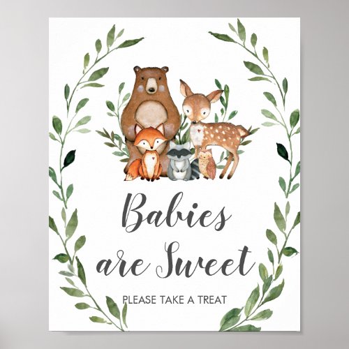 Greenery Woodland Babies are Sweet Take a Treat  Poster