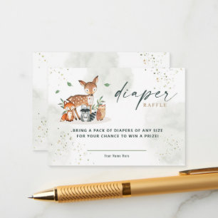 Greenery Woodland Baby Shower Diaper Raffle Enclosure Card