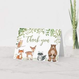 Greenery Woodland Baby Shower  Letterpress Thank You Card