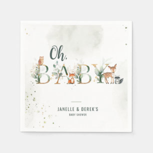 Greenery Woodland Baby Shower Napkins
