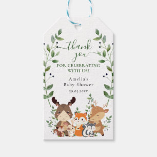 Greenery Woodland Cute Forest Animals Baby Shower Gift Tags