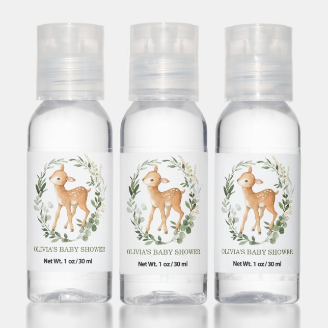 Greenery Woodland Deer Baby Shower Birthday Favors Hand Sanitizer (Set)