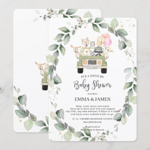 Greenery Woodland Drive By Baby Shower Girl Invitation