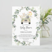 Greenery Woodland Drive By Baby Shower Neutral Invitation (Standing Front)