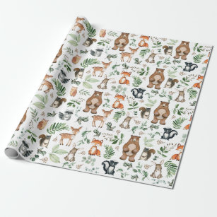 1 Pack, Woodland forest Animals Gift Wrap 24x85' Cutter Roll for Party,  Holiday & Events, Made in USA 