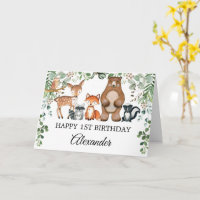 Greenery Woodland Forest Animals Happy Birthday