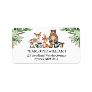Greenery Woodland Forest Animals Return Address Label