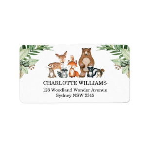 Greenery Woodland Forest Animals Return Address Label