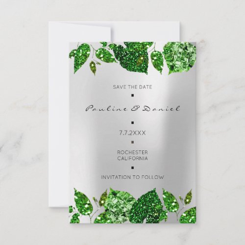 Greenery Woodland Green Monstera Save The Date Gra