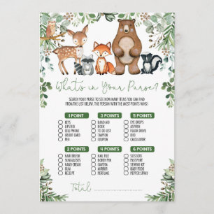 Greenery Woodland What's in Your Purse Game Card