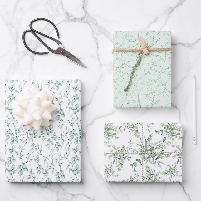 Greenery Wrapping Paper Sheets (Front)