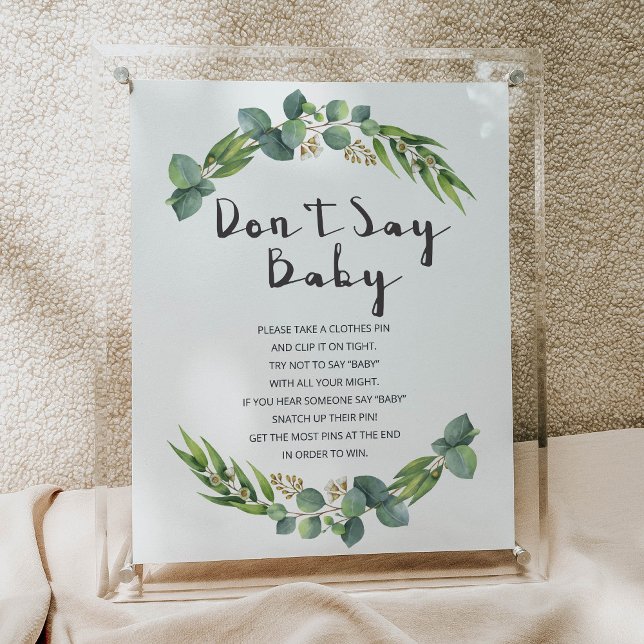 Greenery Wreath Baby Shower Sign Don't Say Baby (Creator Uploaded)