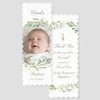 greenery wreath Baptism thank you