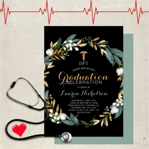 Greenery Wreath DPT Graduation Party Invitation