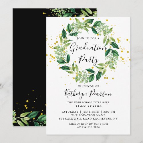 Greenery Wreath Gold Glitter Graduation Party