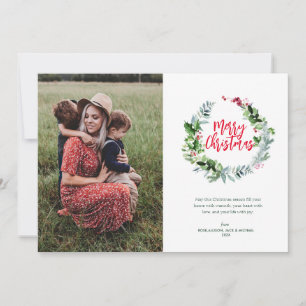 greenery wreath merry christmas card