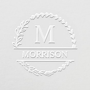 Greenery Wreath Monogram & Name Embosser by Paperpaperpaper at Zazzle