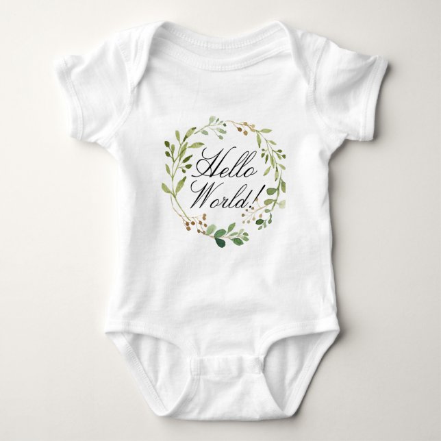 Greenery Wreath personalized Baby Bodysuit (Front)