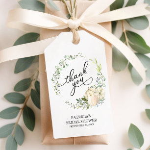 Greenery Wreath Pumpkin Fall Bridal Shower Favor Gift Tags