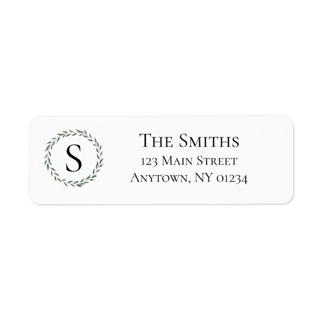Greenery Wreath Return Address Label (Front)