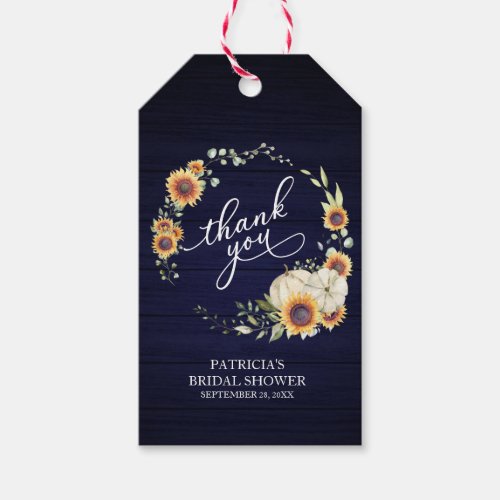 Greenery Wreath Sunflowers Fall Bridal Shower Gift Gift Tags
