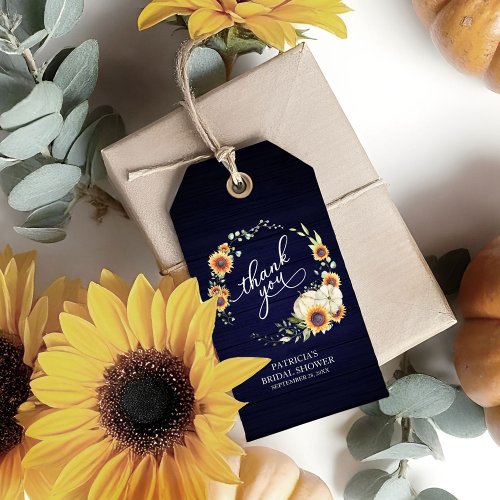 Greenery Wreath Sunflowers Fall Bridal Shower Gift Tags